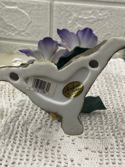 Hand Painted Bisque Porcelain Purple Hellebore Flowers | Andrea by Sadek