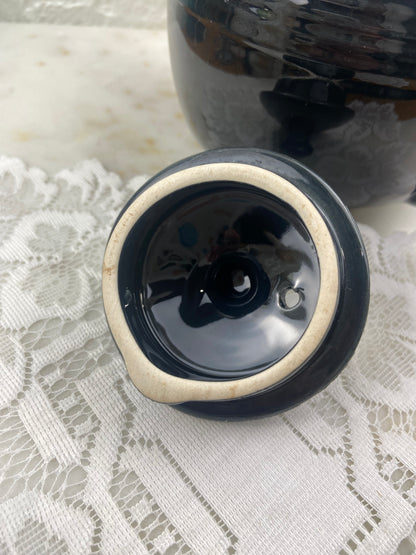 Small Glossy Black Ceramic Teapot