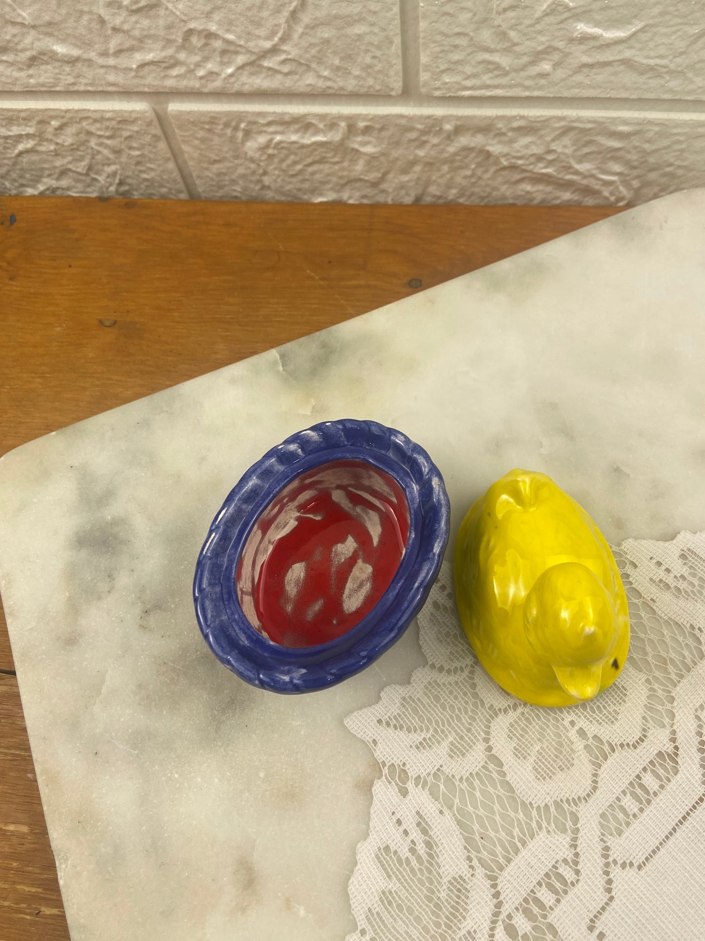 Small Hand Painted Ceramic Duck Trinket Box