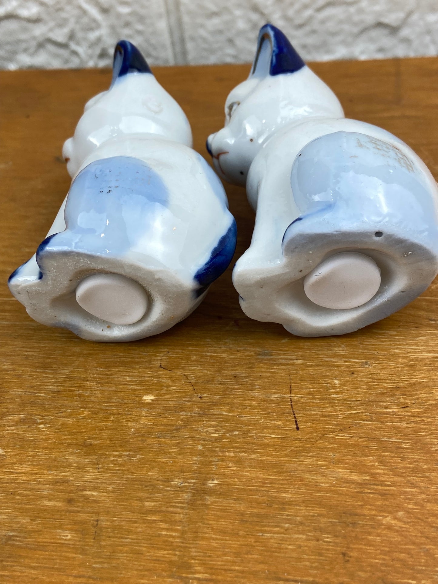 Vintage Blue and White Siamese Cat Salt and Pepper Shakers