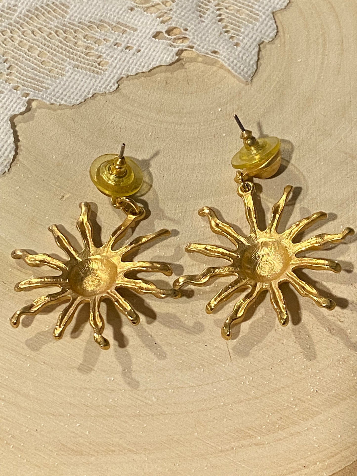 Gold-Tone Metal Sun Earrings [Posts]