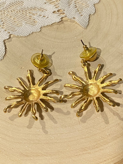 Gold-Tone Metal Sun Earrings [Posts]