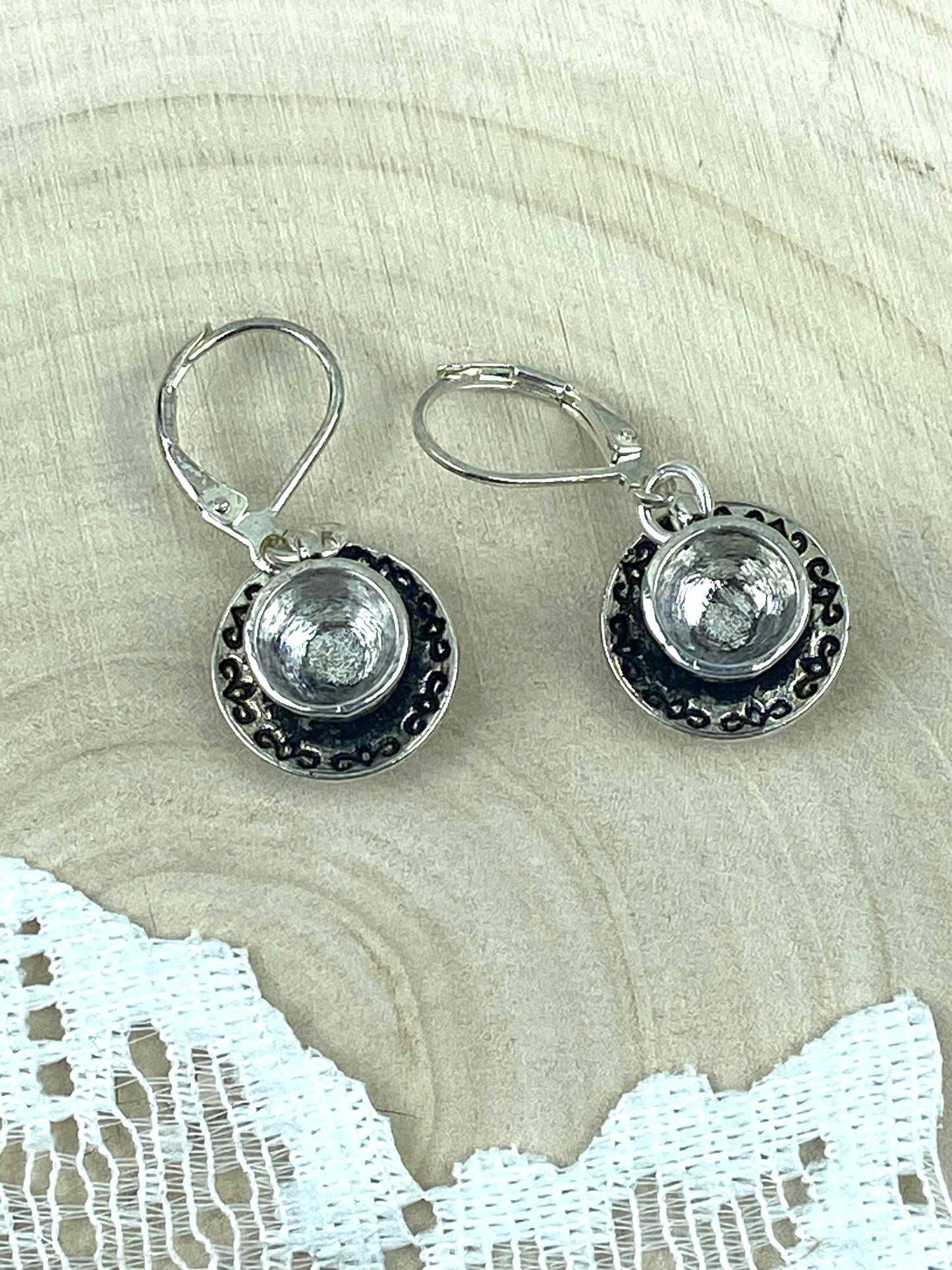 Pair of Metal Teacup Earrings [Latch Backs]