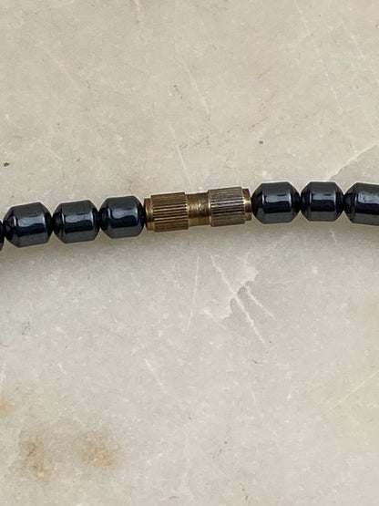 18” Hematite Waterfall Necklace with Green Gemstone Beads and Screw Clasp