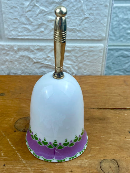 Porcelain Bell with Polished Brass Handle and Clay Ringer