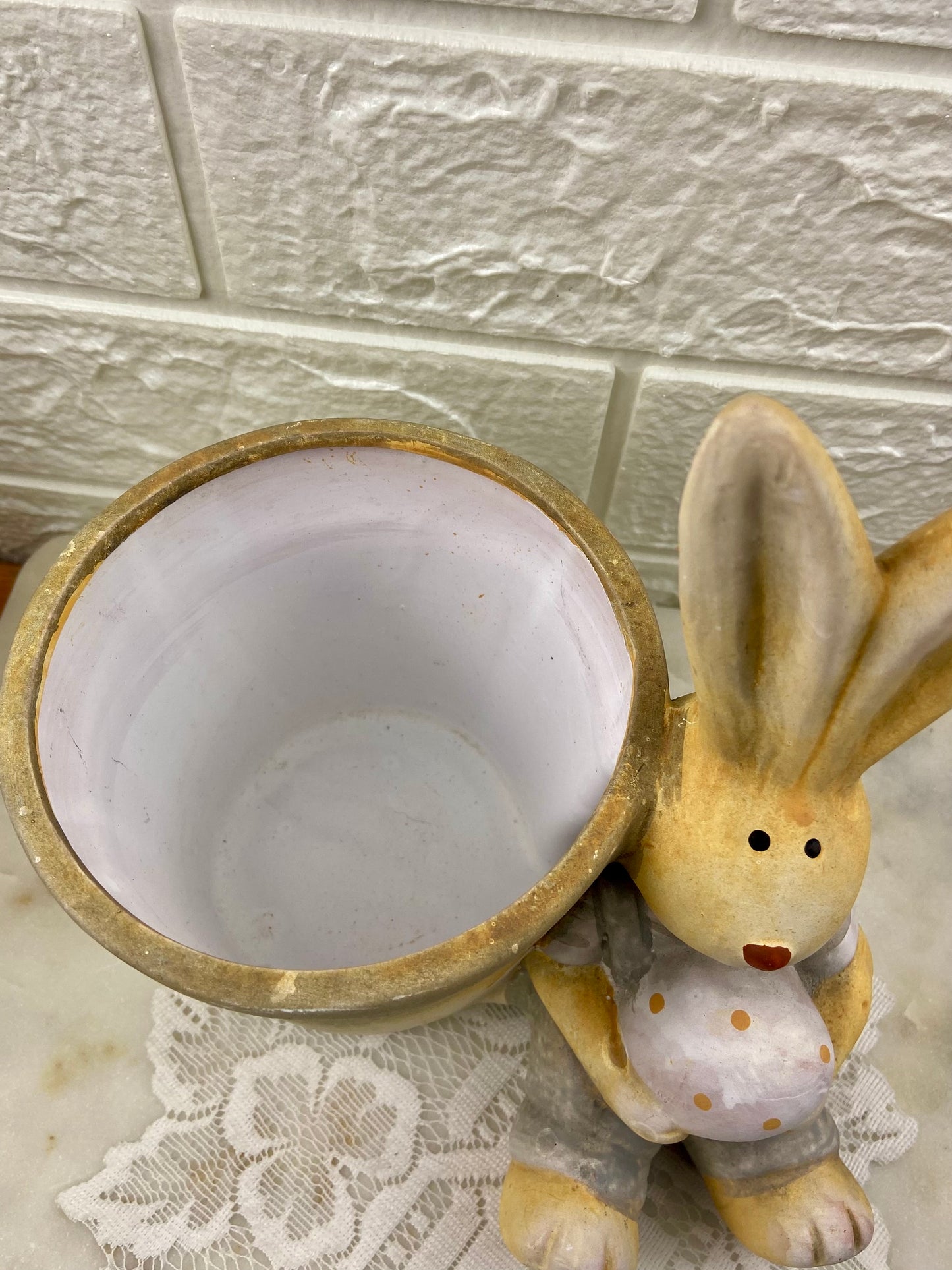 Hand Painted Easter Bunny Planter | Bisque Finish