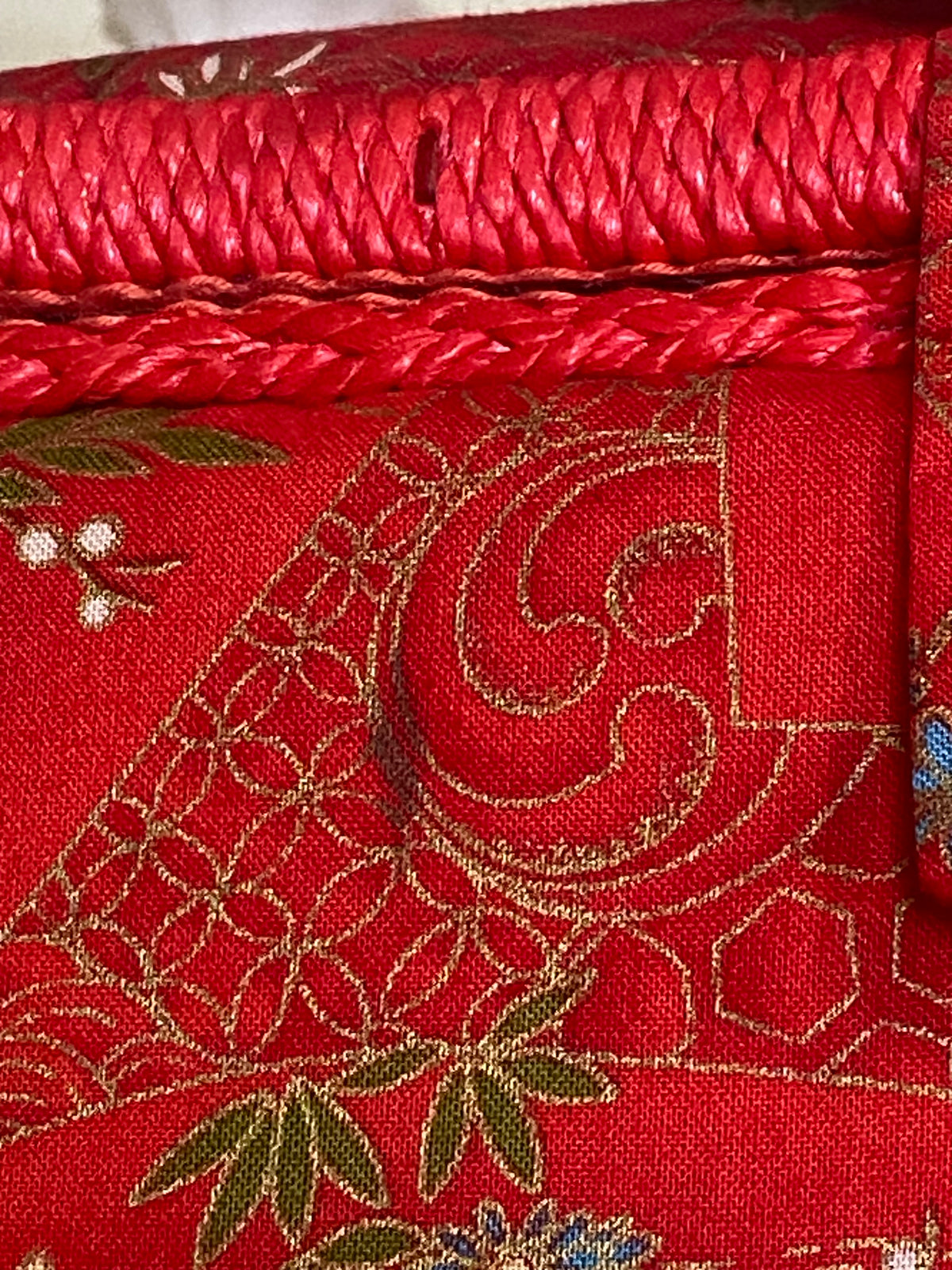 Red Satin Sewing Box | ** Several Small STAINS **