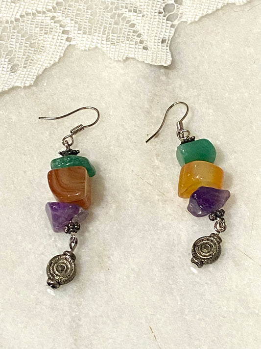 Natural Gemstone Dangle Earrings [Hooks]