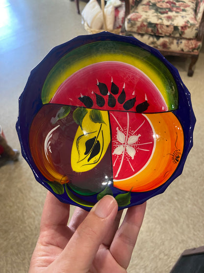 Glossy Hand Painted Pottery Bowl with 3 x Little Feet