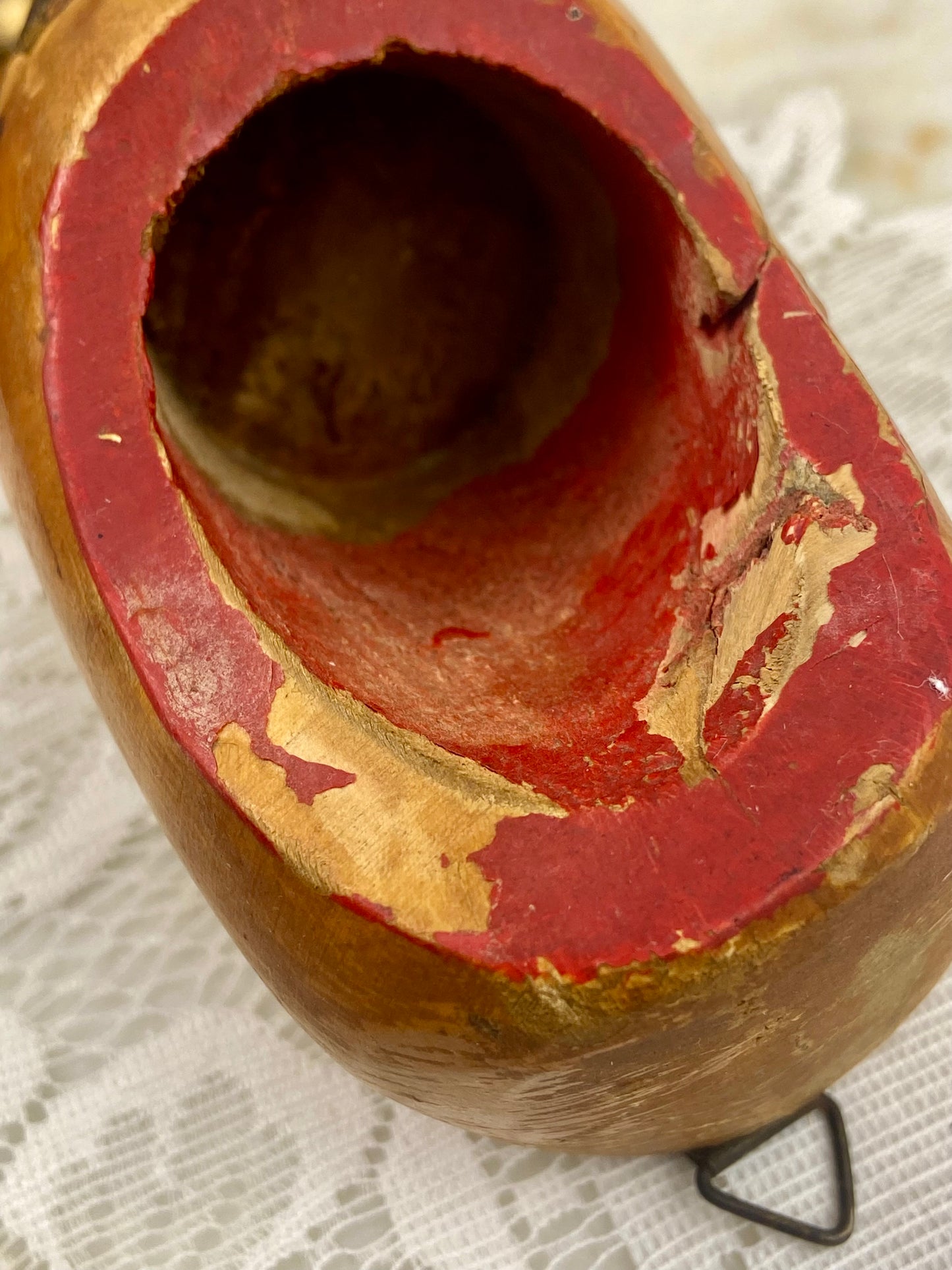 Beautifully Aged Wooden Clog Mini Wall Planter with Metal Hook