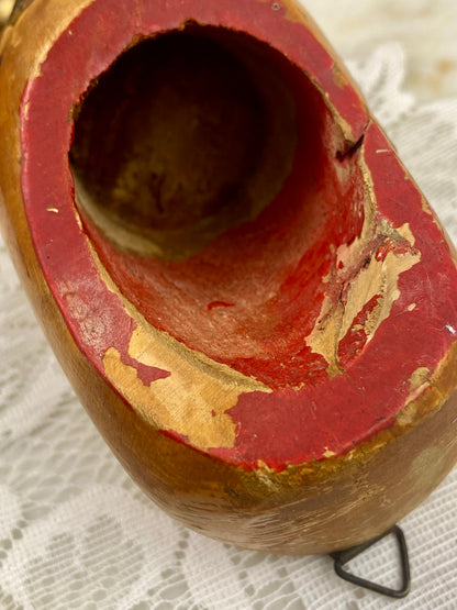 Beautifully Aged Wooden Clog Mini Wall Planter with Metal Hook