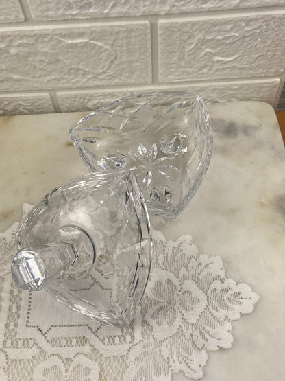 Crystal Footed Candy Dish with Spired Lid