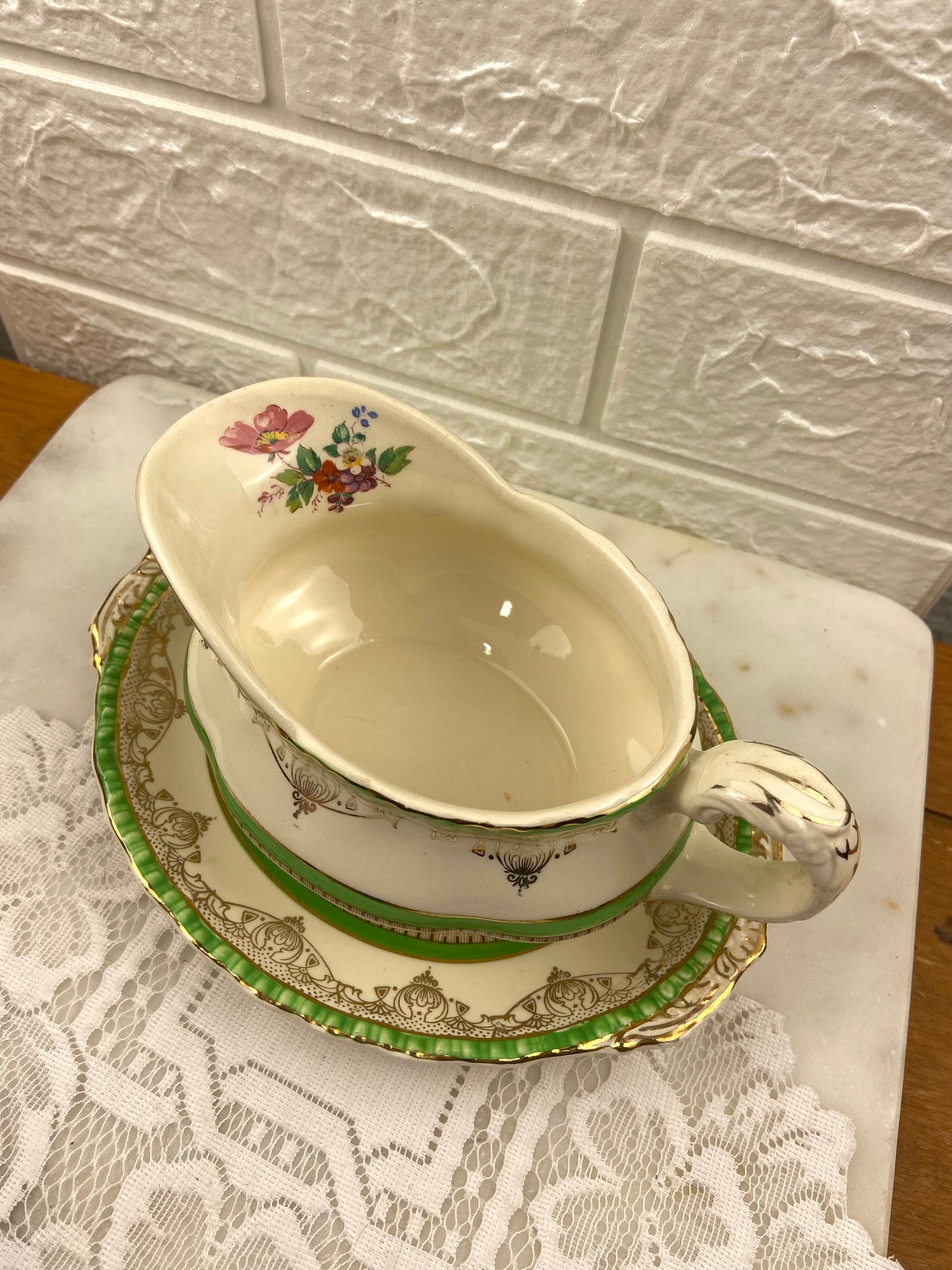 Porcelain Gravy Boat with Spill Plate by W.H. Grindley