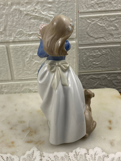 Lladro Porcelain Figurine | Puppy’s Birthday, Girl with Cake #1045