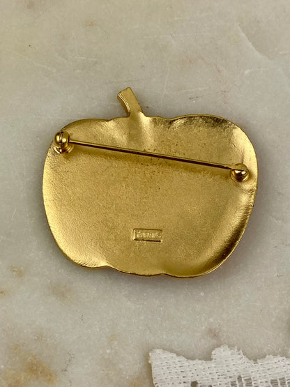 Vintage Enamel Apple Brooch by Trifari