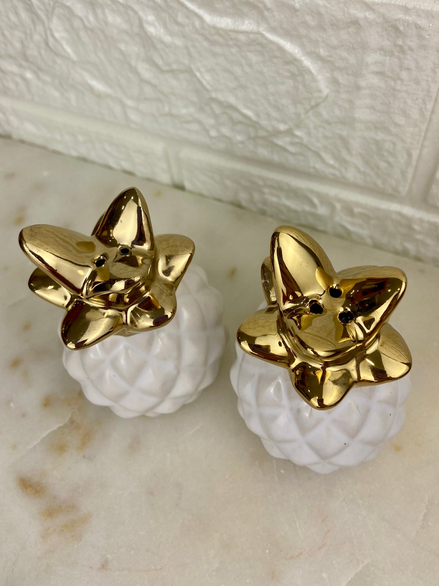 Ceramic Pineapple Salt & Pepper Shakers (Pair)