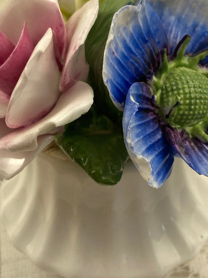 Handmade Porcelain Flowers in a Vase by Radnor Bone China, England