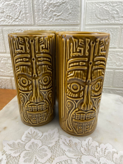Set of 4 x Ceramic Tiki Tumblers by Snap-On Tools | 20 oz.
