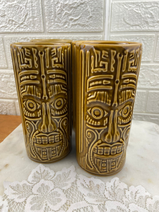 Set of 4 x Ceramic Tiki Tumblers by Snap-On Tools | 20 oz.