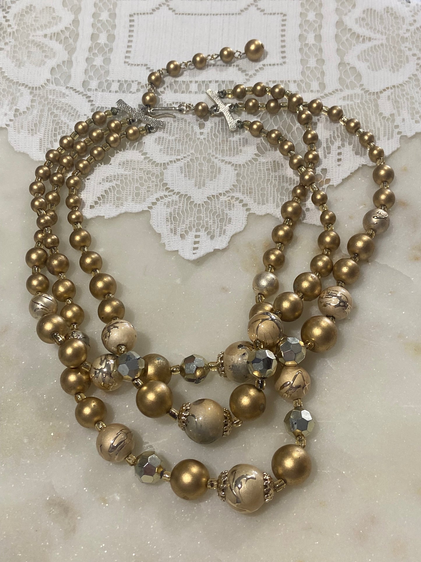 Gold Tone Beaded Necklace