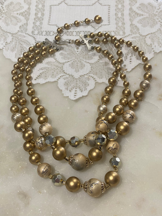 Gold Tone Beaded Necklace