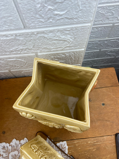 Ceramic Grab Bag Cookie Jar with Leather Strap