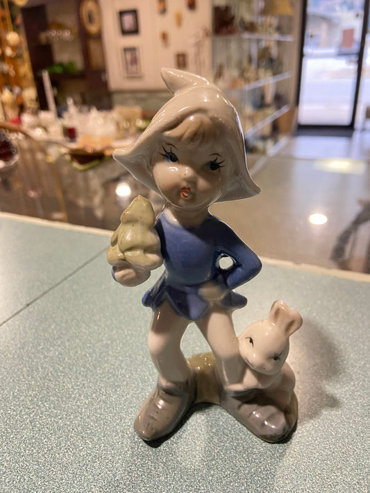 Porcelain ‘Dutch Boy’ with Bunny & Christmas Tree