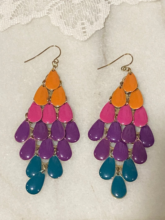 Colourful Enamel Chandelier Earrings [Hooks]