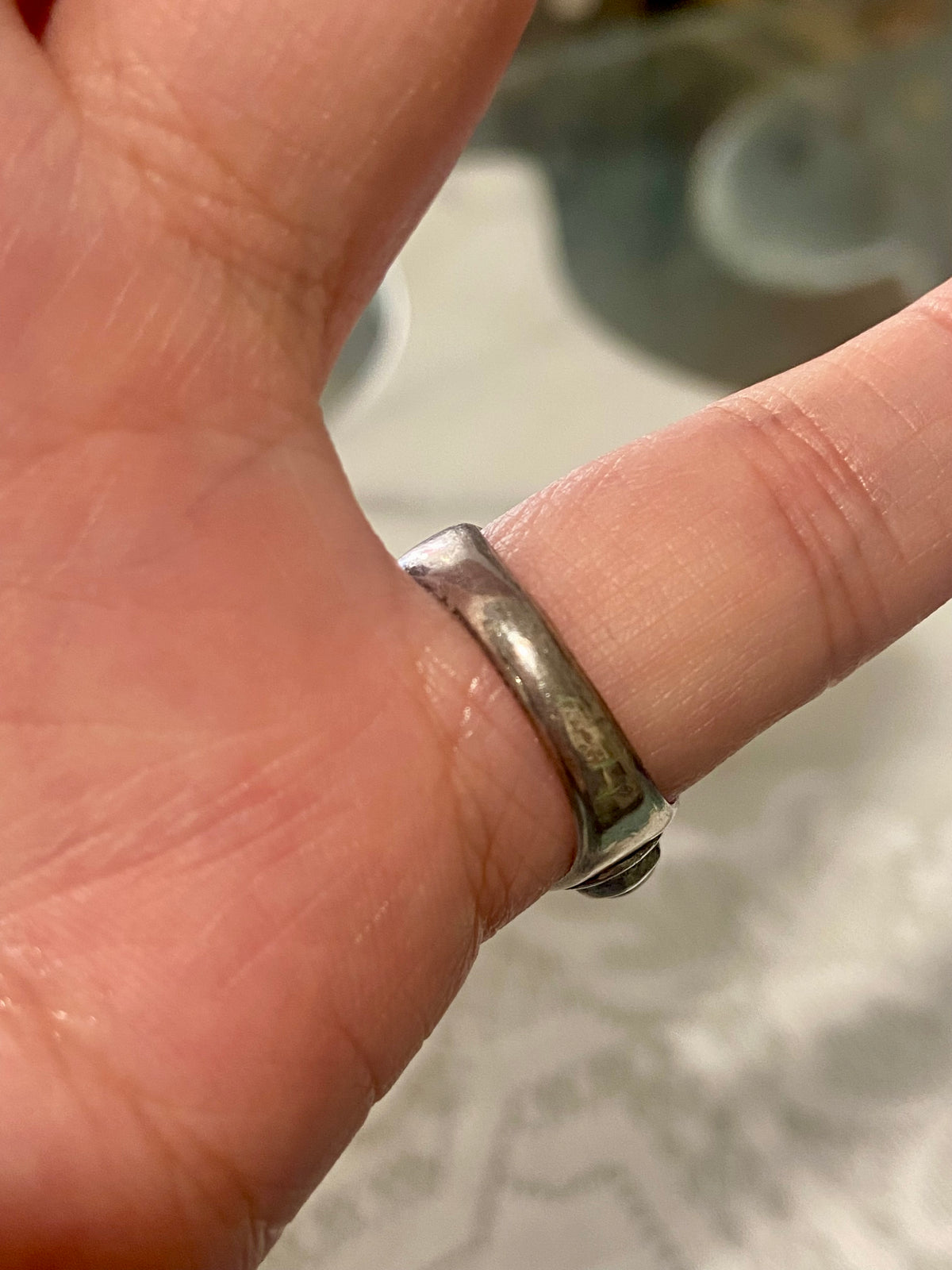 Sterling Silver Bohemian Ring with Rope Twist Detail | Clear Pinkish- Red Cabochon