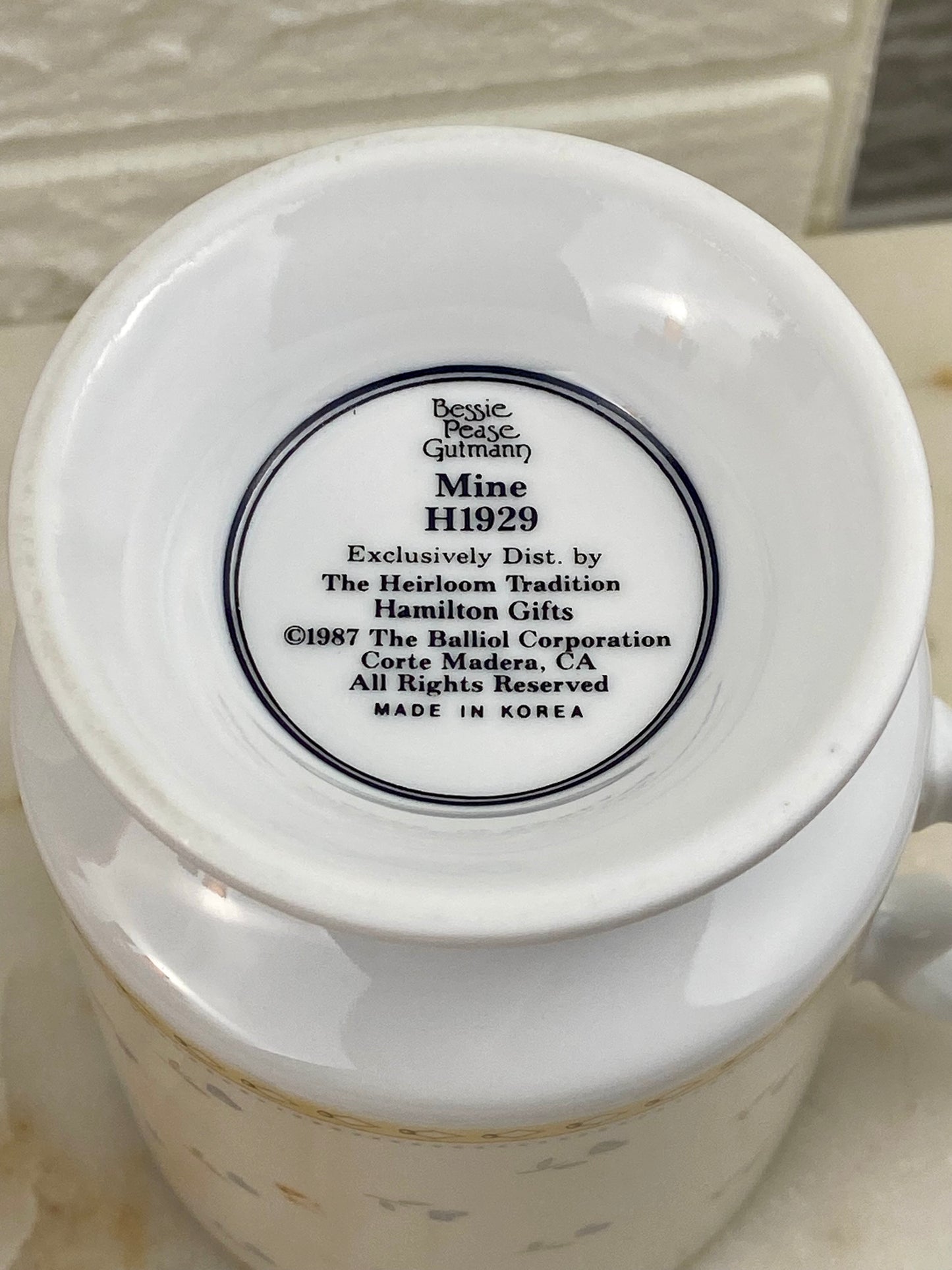 Vintage Pedestal Coffee Mug ‘Mine’ by Children’s Illustrator Bessie Pease Gutmann