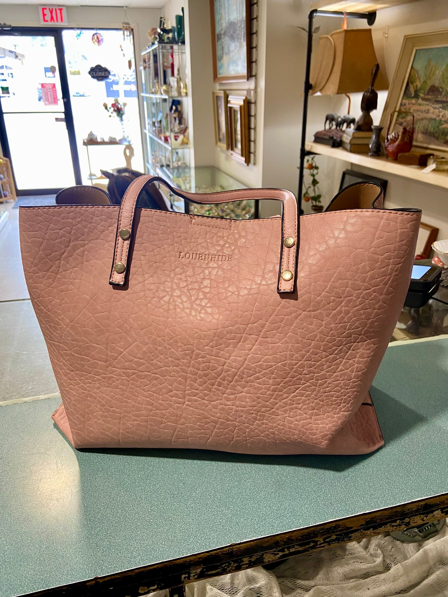 Pink Vegan Leather ‘Baby Riley’ Bag with Matching Travel Bag by Louenhide
