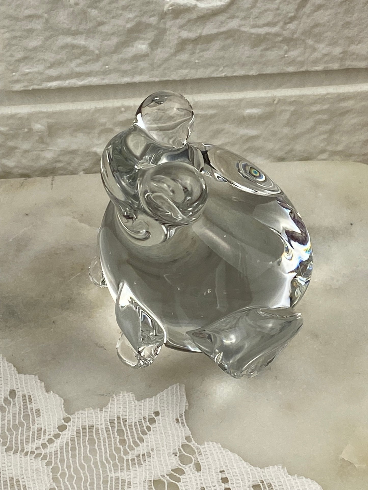 Hand Turned Glass Frog Paper Weight
