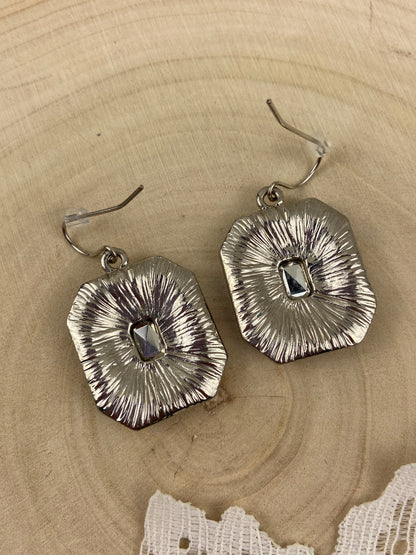 Red and Clear Glass or Crystal Dangle Earrings [Hooks]