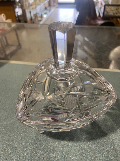Crystal Footed Candy Dish with Spired Lid