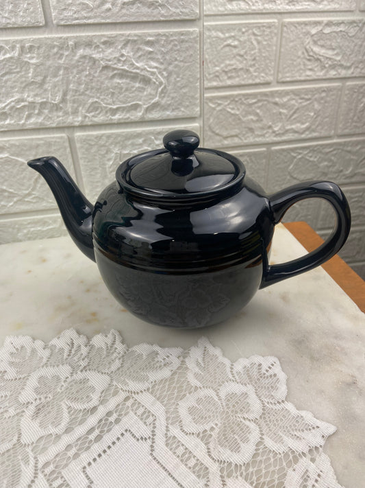 Small Glossy Black Ceramic Teapot