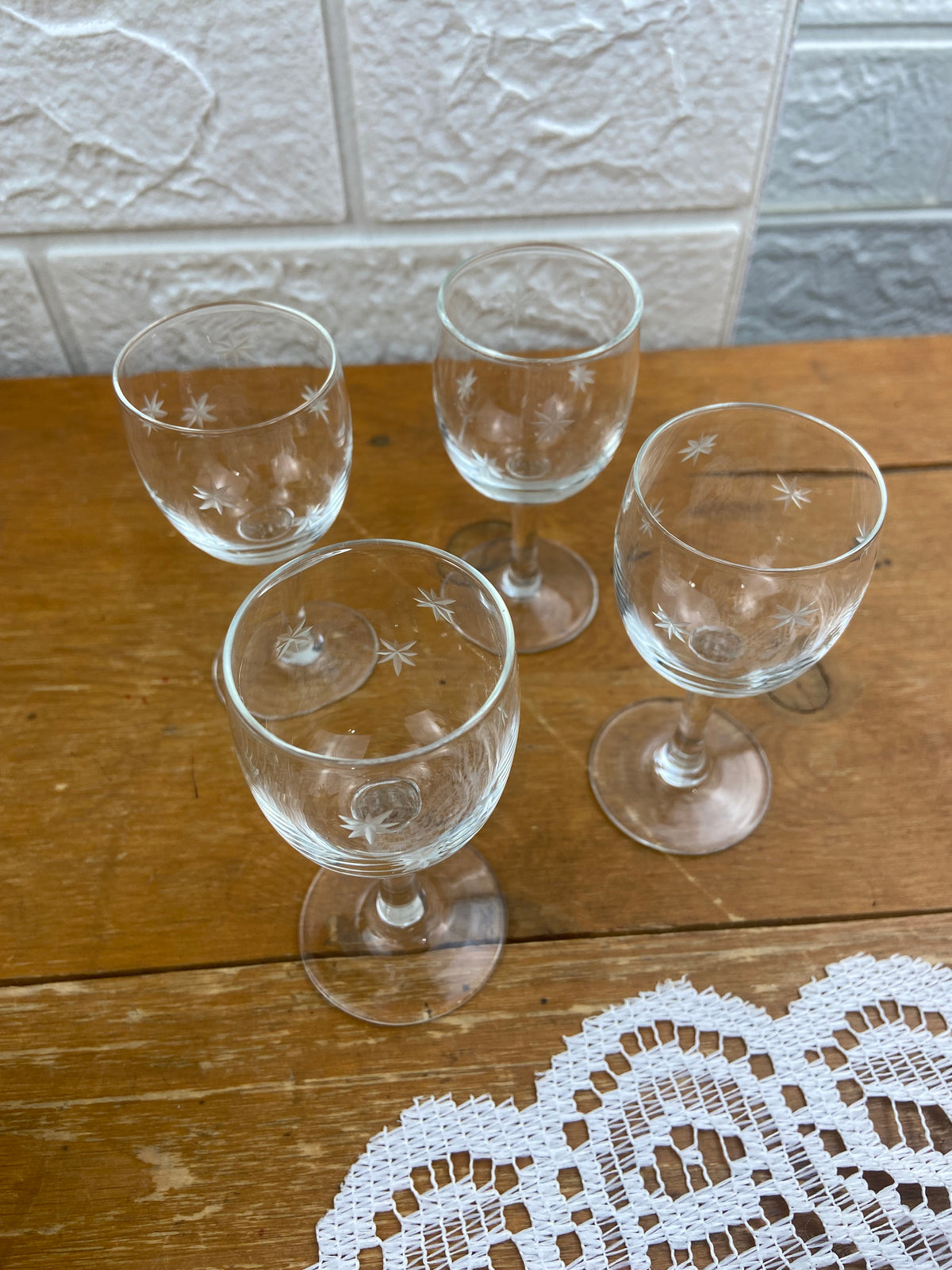 Set of 4 x Liqueur Glasses ‘Stardust’ Pattern by CG Quartex