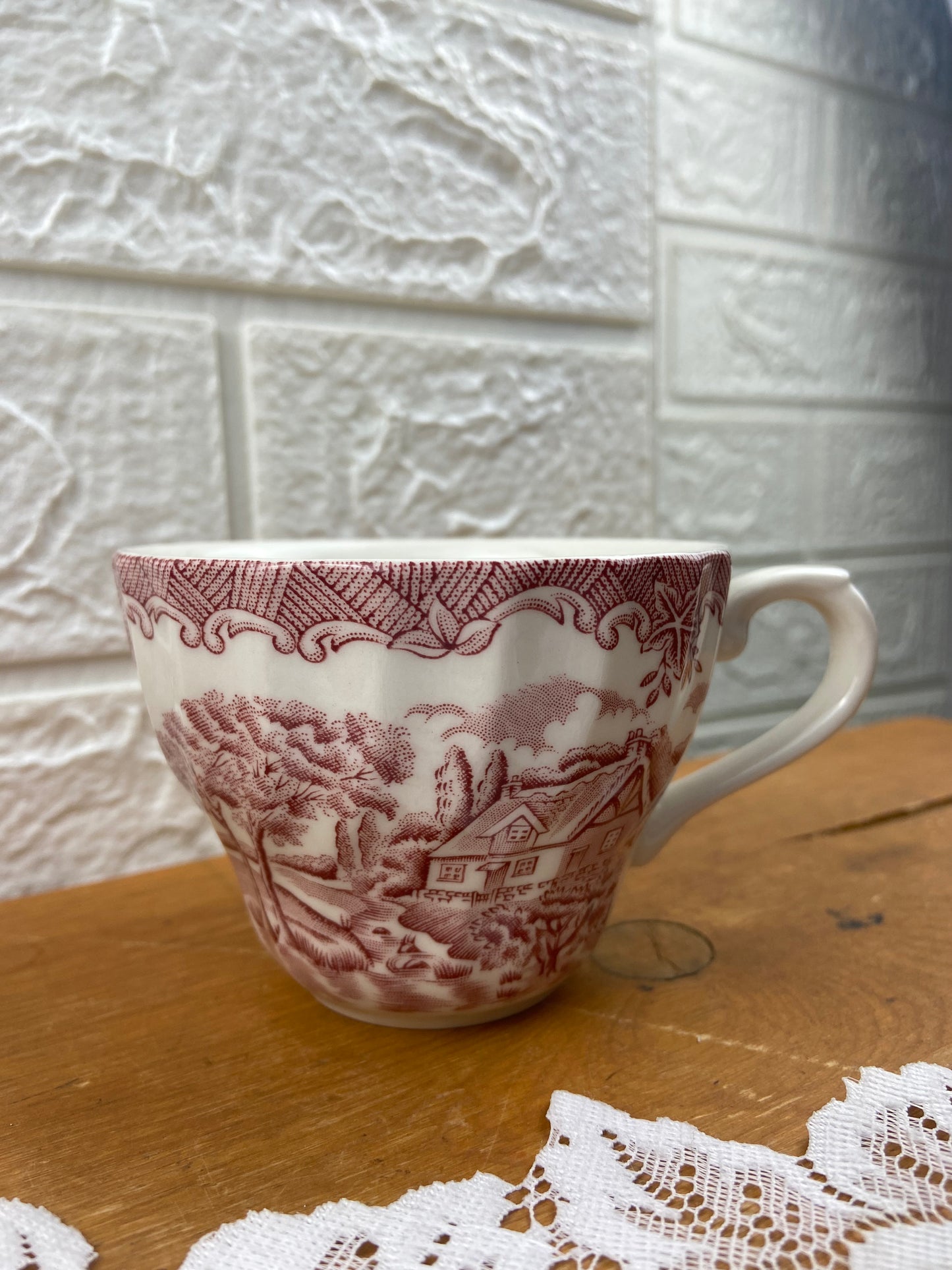 Pink Porcelain Teacup by Churchill | ‘The Brook’ Pattern