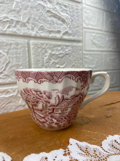 Pink Porcelain Teacup by Churchill | ‘The Brook’ Pattern