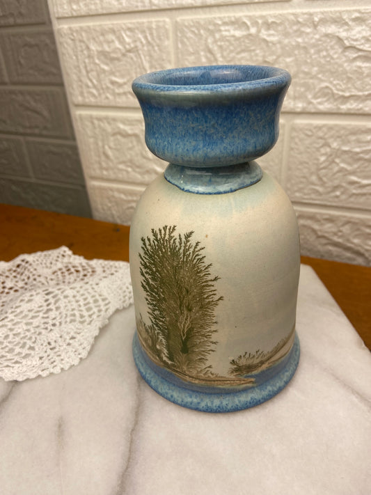 Hand Painted Bottle-Shaped Flask or Vase by Vic Duffhues Studio Pottery