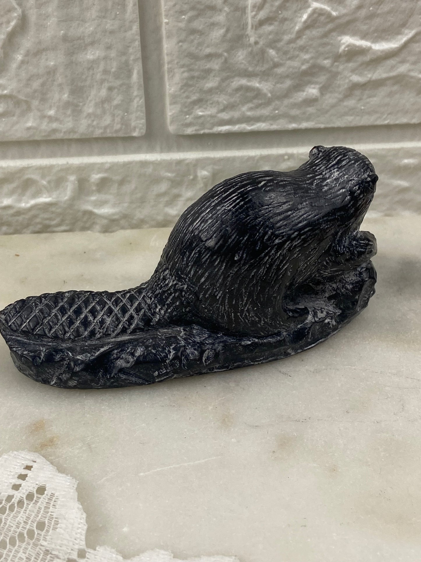 Wolf Original Stone Composite Beaver Sculpture