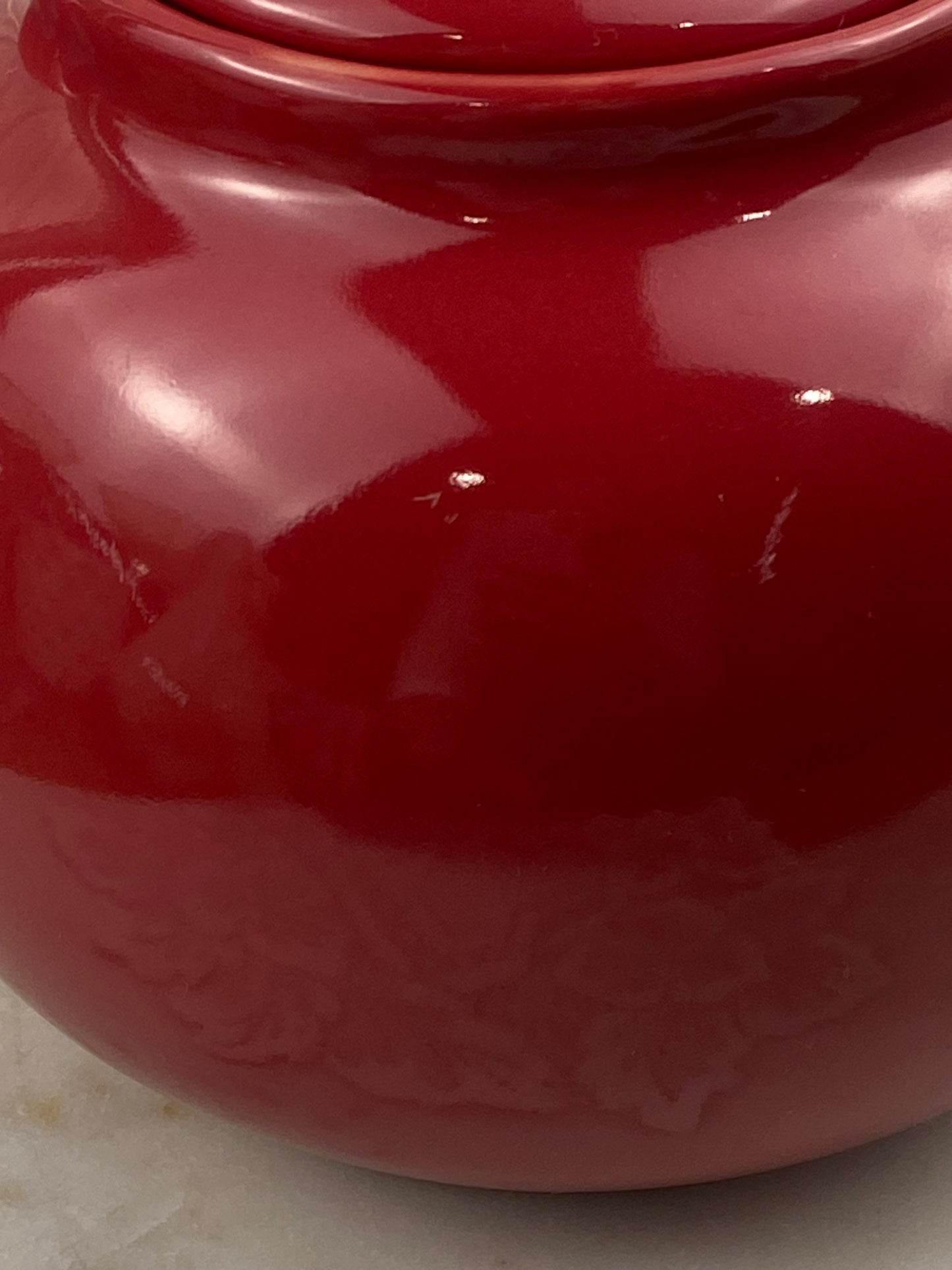 Red Teapot with Metal Strainer