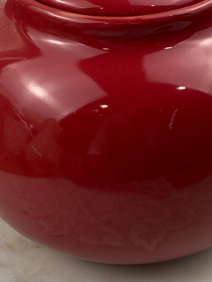 Red Teapot with Metal Strainer