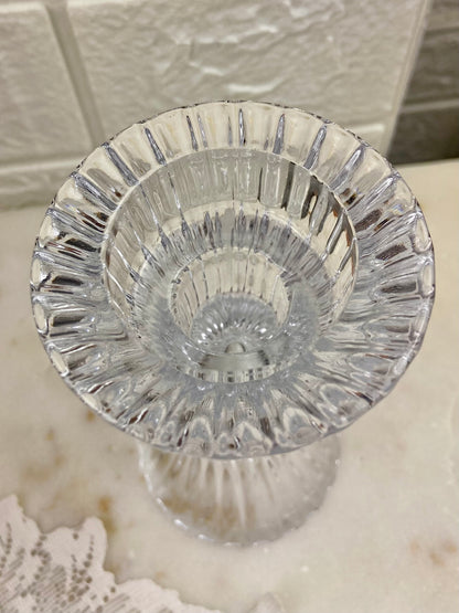 Single 5” Hourglass-Shaped Crystal Candle Holder for Tapered or Pillar Candle