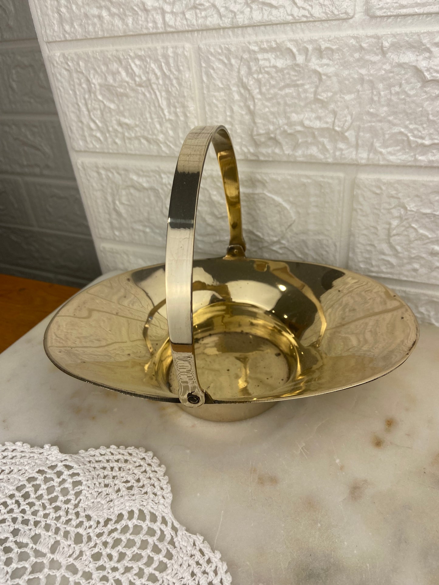 Polished Brass Basket with Moving Handle