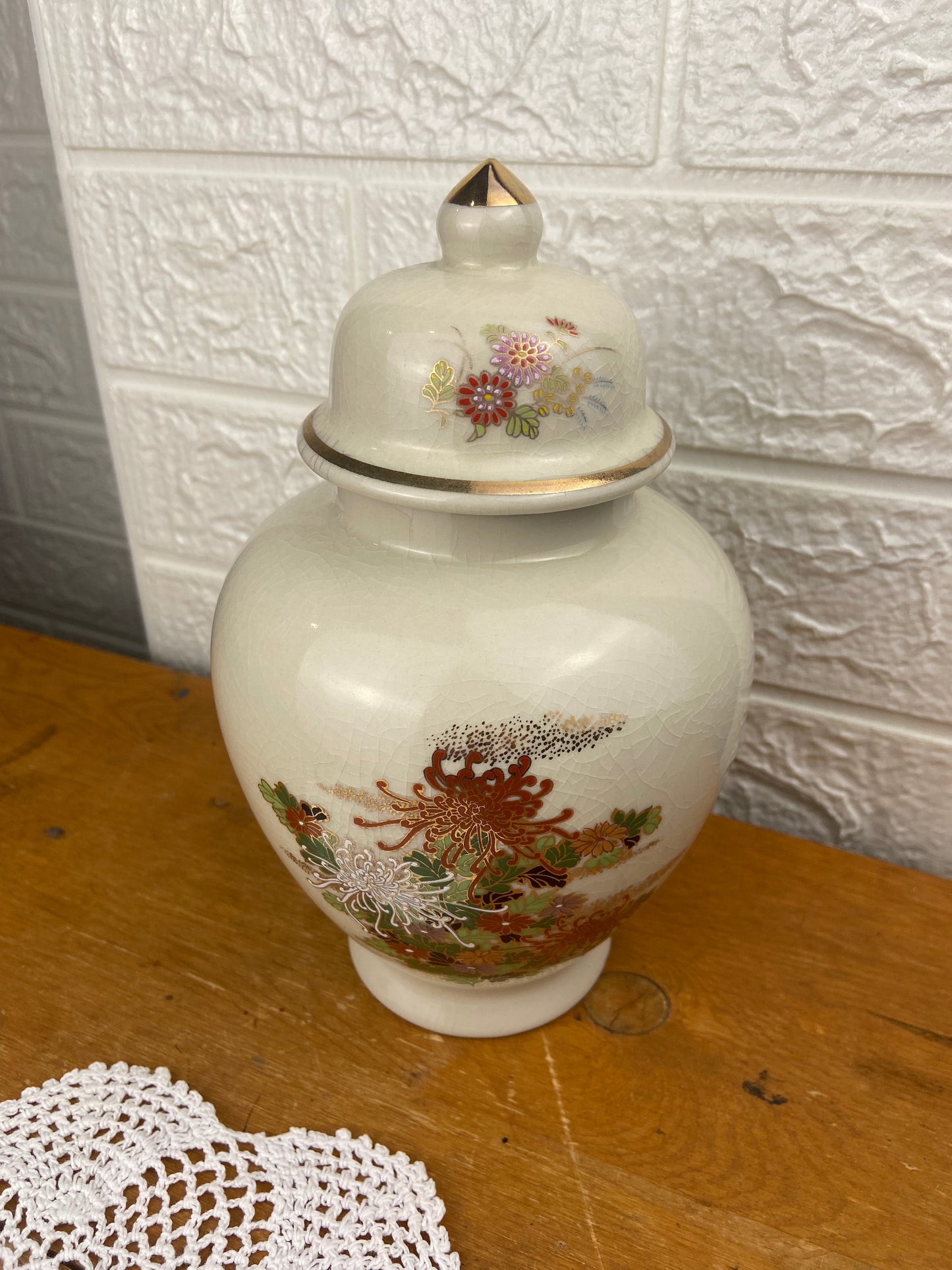 Porcelain Ginger Jar with Floral Cloisonnè Design