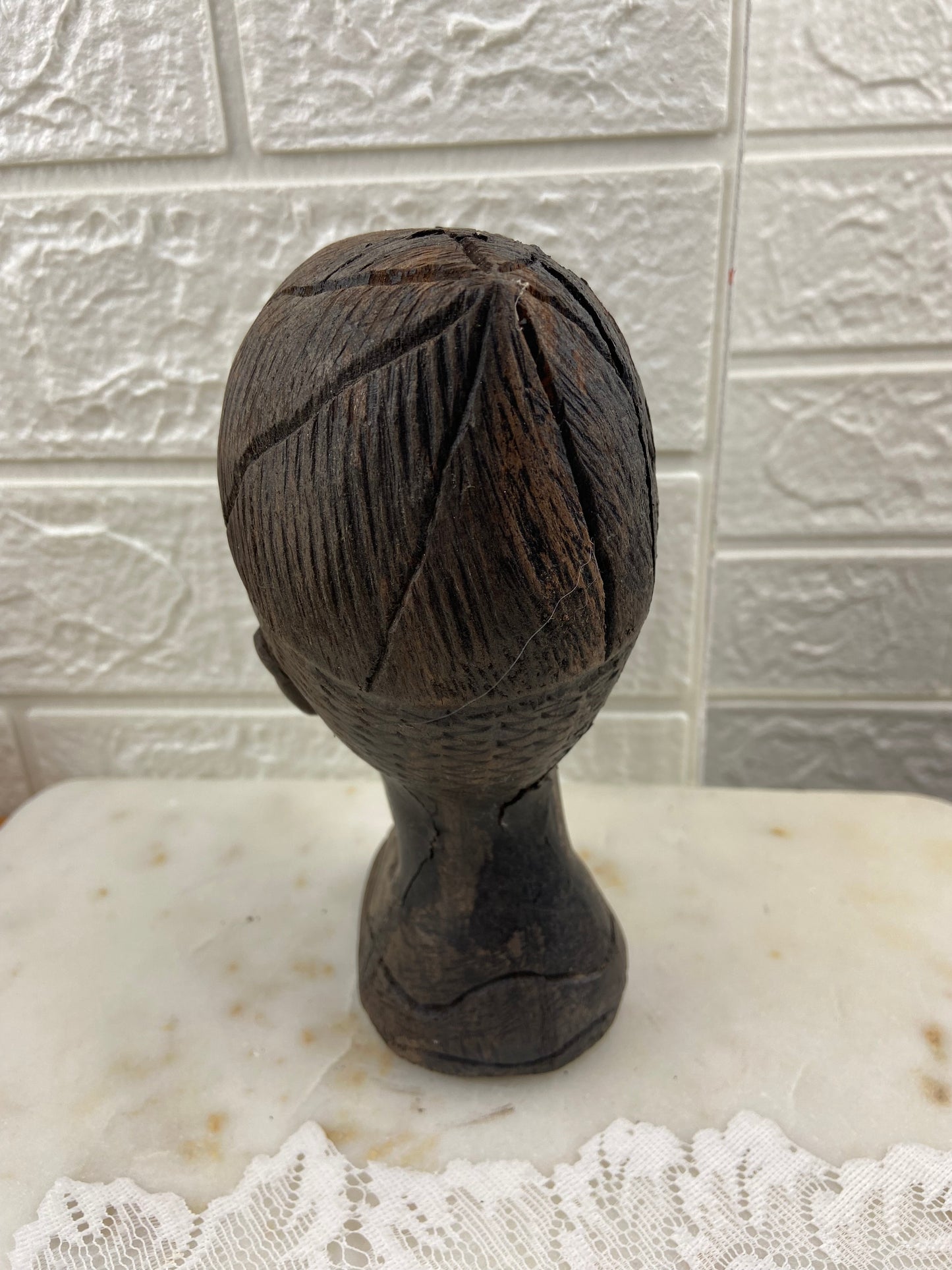 Hand Carved Raw Wooden Head