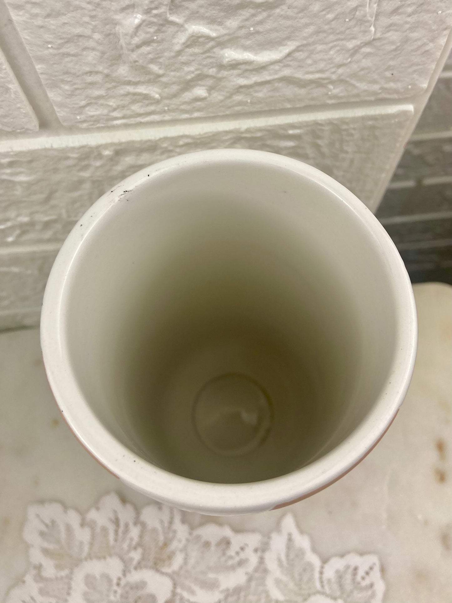 Beige and White Checkered Footed Ceramic Vase by Sunday Morning