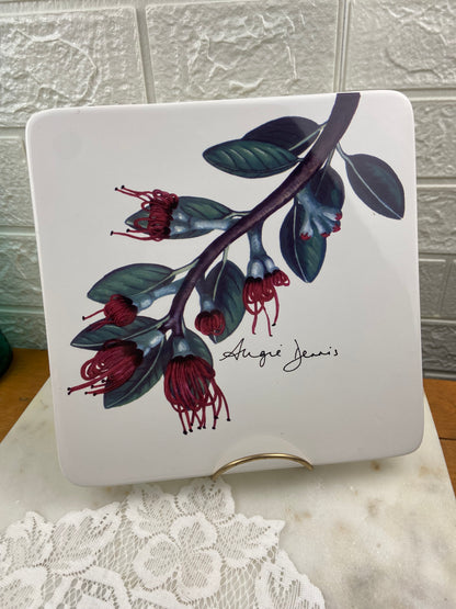 Ceramic Trivet with Pohutukawa Blossom by New Zealand Artist Angie Dennis
