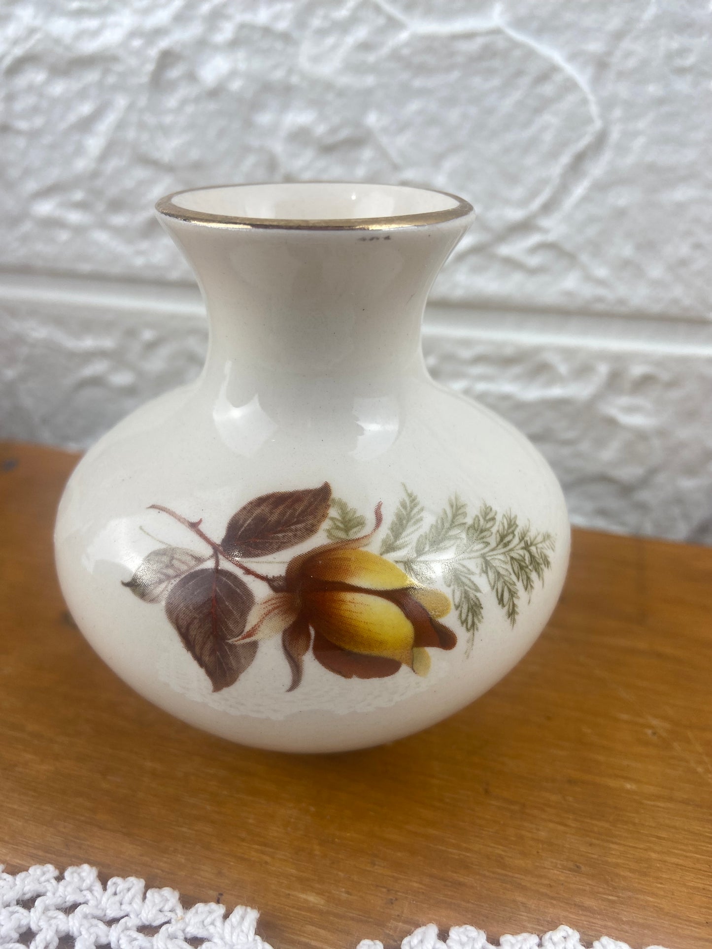 Sadler Bud Vase with Warm Yellow Rose, 3”
