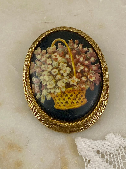 Original by Robert | Black and Gold-Tone Floral Victorian Style Brooch